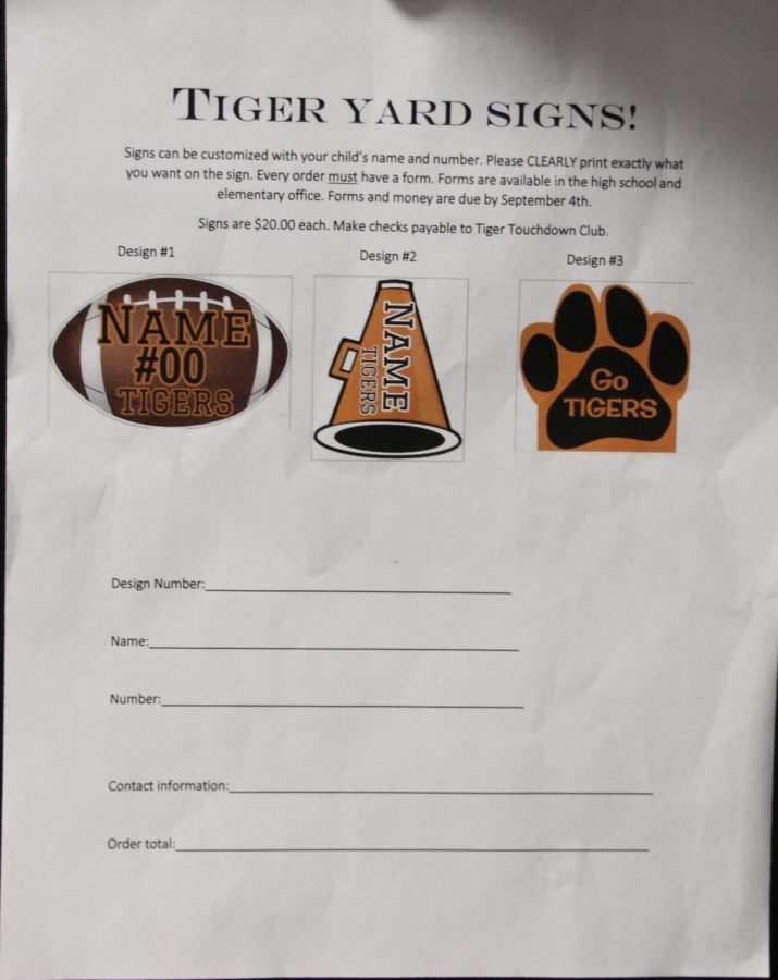 The flyer for the Tiger Touchdown Club.