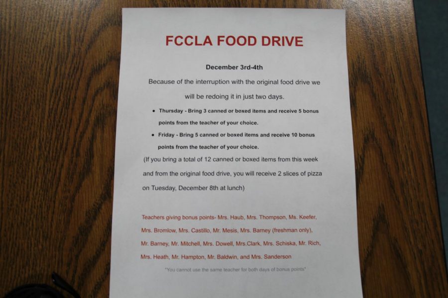 FCCLA Food Drive Rescheduled Due to COVID