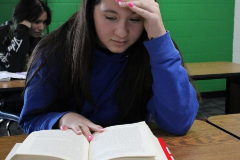 Nadia Luna studies for a test.